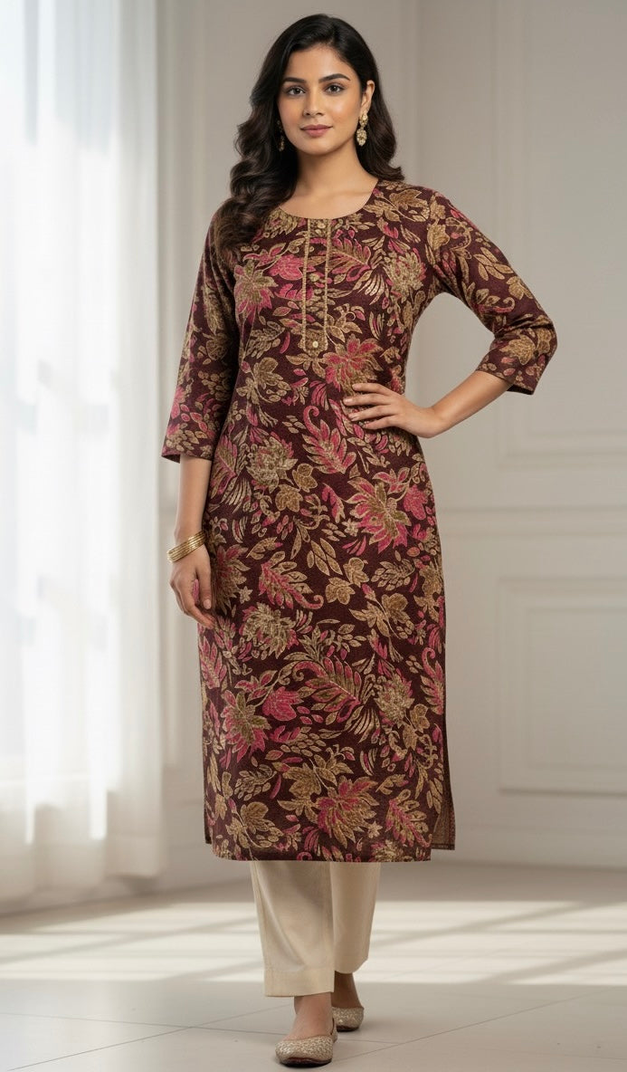 Elegant Pashmina Woolen Kurti for Women | Soft Winter Wear by SriHa