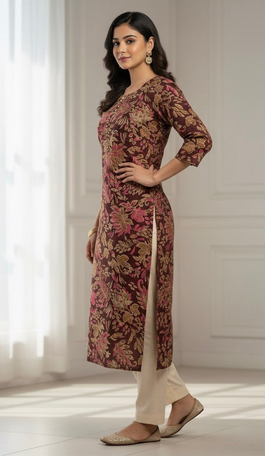 Elegant Pashmina Woolen Kurti for Women | Soft Winter Wear by SriHa